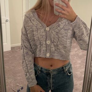 Forever 21 Cropped Cable Knit Cardigan – Size Medium – Purple